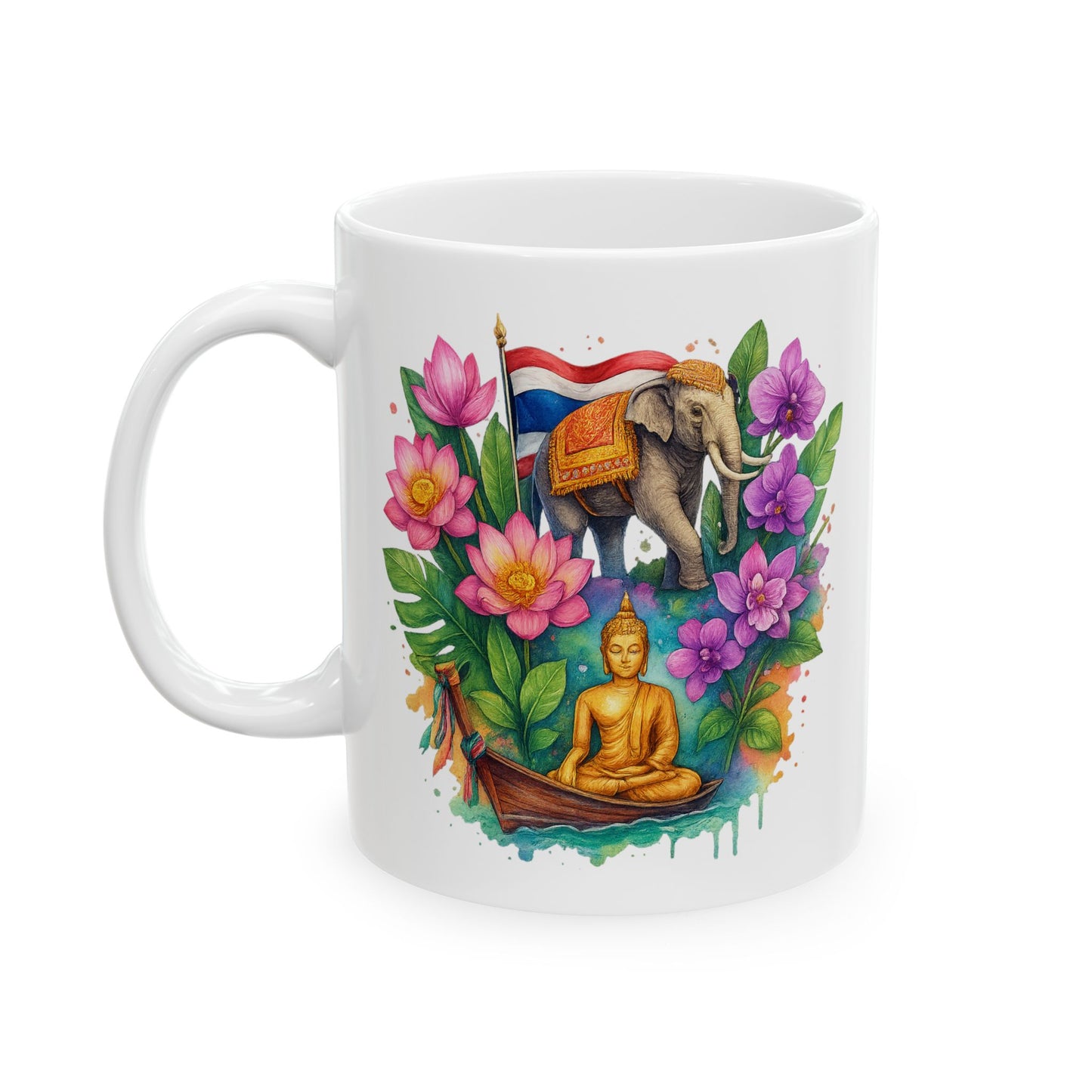 thailand spirit elephant & buddha mug