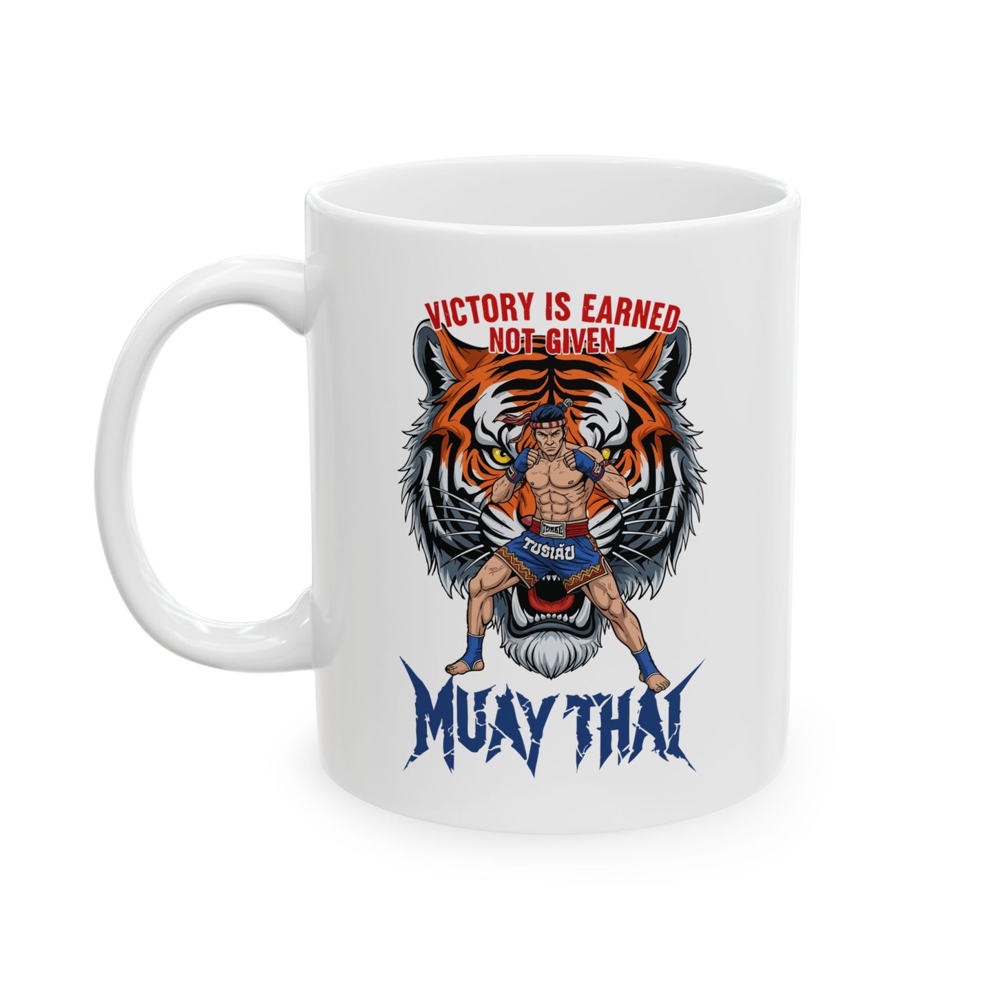 victory is earned not given | muay thai tiger fighter mug