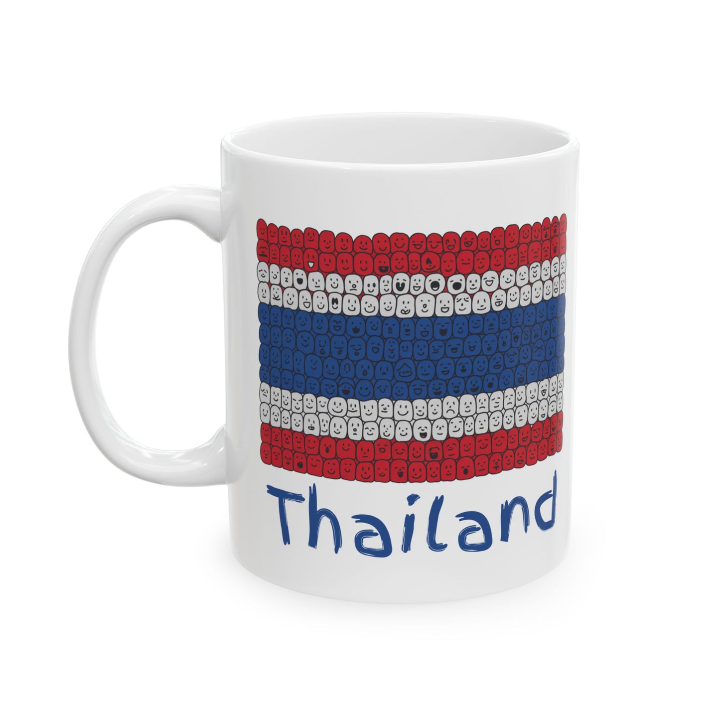 thailand flag smiley faces design, ceramic mug (11oz, 15oz)