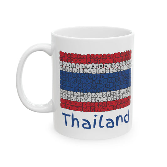 Thailand Flag Smiley Faces Design, Ceramic Mug (11oz, 15oz)