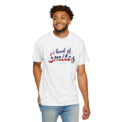 Land of Smiles Thailand Typographic Graphic T-Shirt