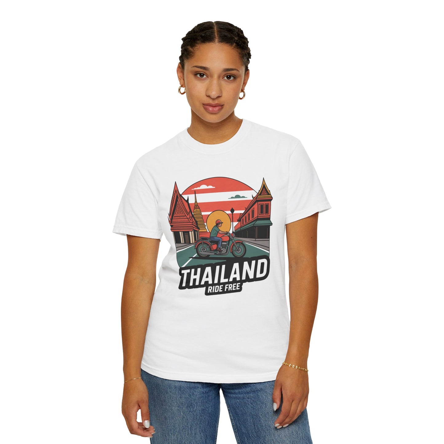 thailand retro motorcycle ride travel graphic t-shirt