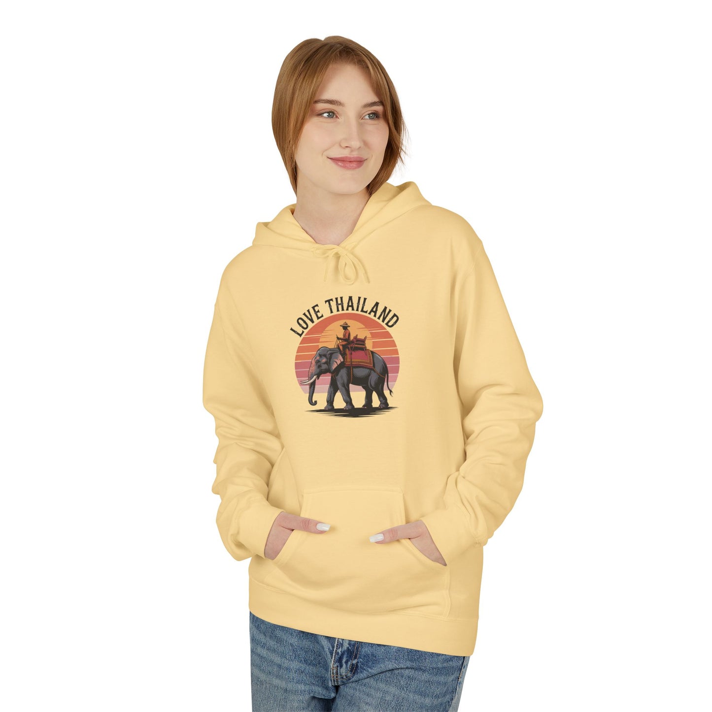 thailand elephant sunset hoodie — "love thailand" travel hoodie