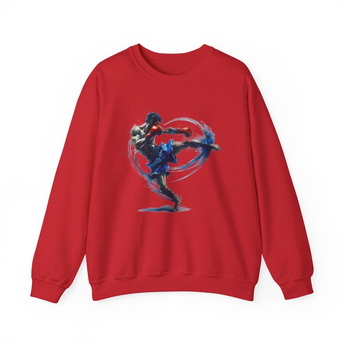 muay thai fighter crewneck sweatshirt — dynamic watercolor muay thai artwork