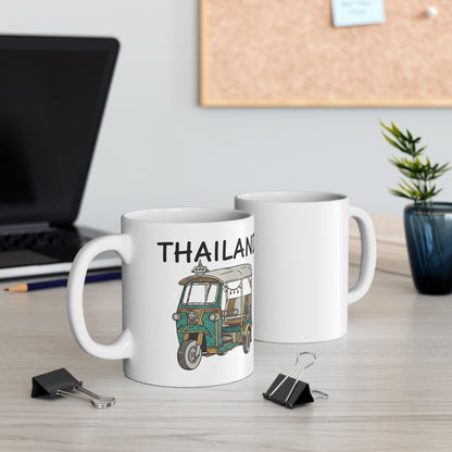 Thailand Tuk Tuk Ceramic Mug — Classic Thai Tuk Tuk Travel Coffee Cup (11oz)