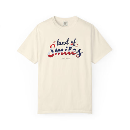 Land of Smiles Thailand Typographic Graphic T-Shirt