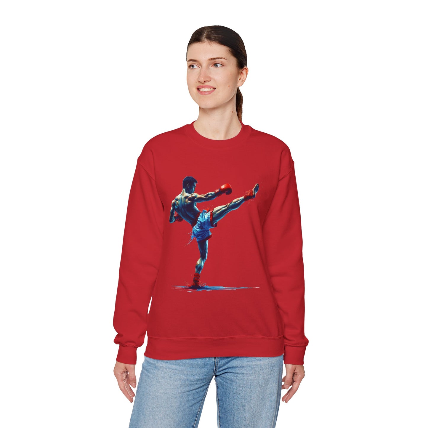 muay thai art sweatshirt – colorful muay thai fighter crewneck
