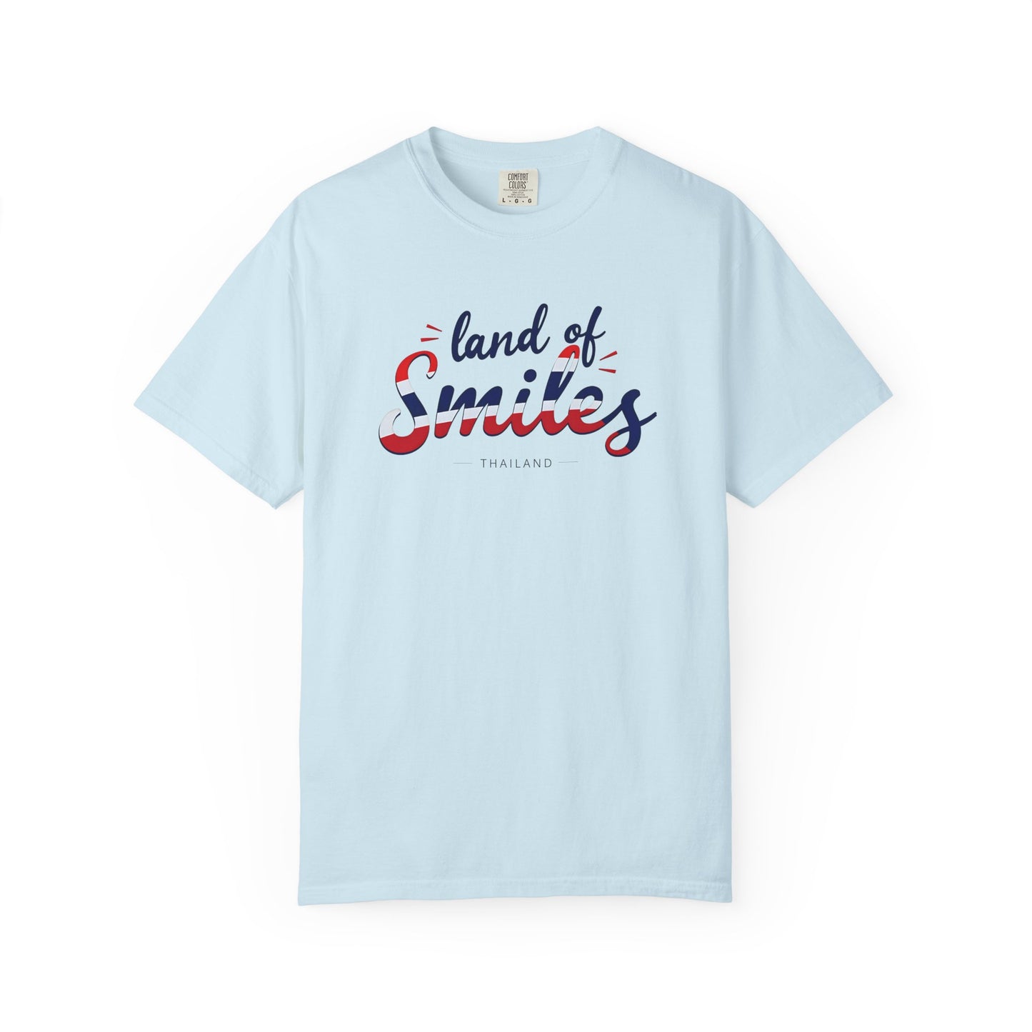 land of smiles thailand typographic graphic t-shirt