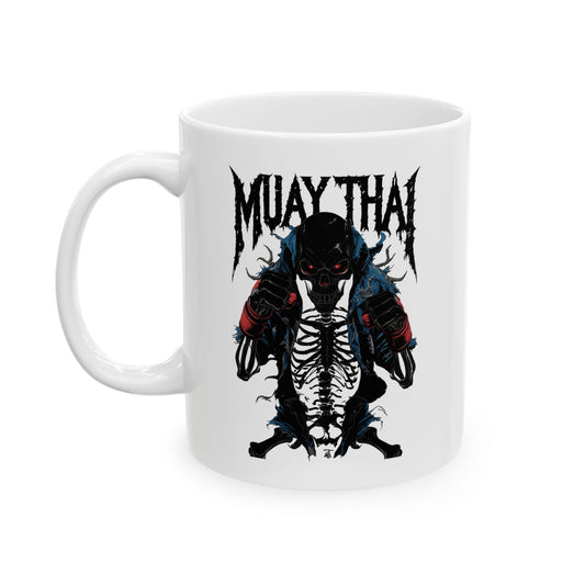 Muay Thai Skeleton Fighter Mug | Dark Combat Art Coffee Cup
