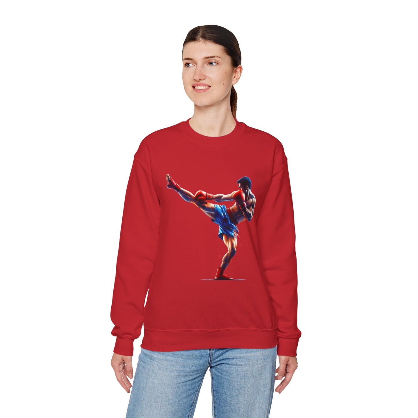 muay thai silhouette sweatshirt — martial arts crewneck for fighters & fans