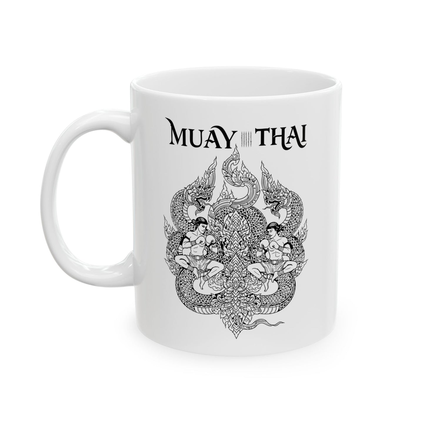 muay thai shadow fight mug | minimal combat warrior coffee cup