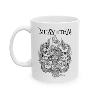 Muay Thai Shadow Fight Mug | Minimal Combat Warrior Coffee Cup