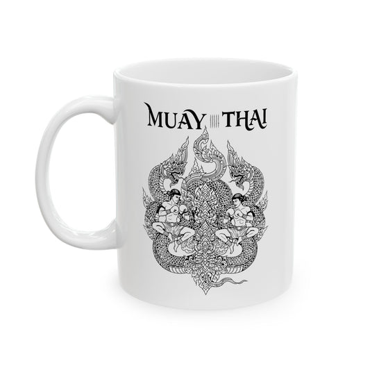 Muay Thai Shadow Fight Mug | Minimal Combat Warrior Coffee Cup