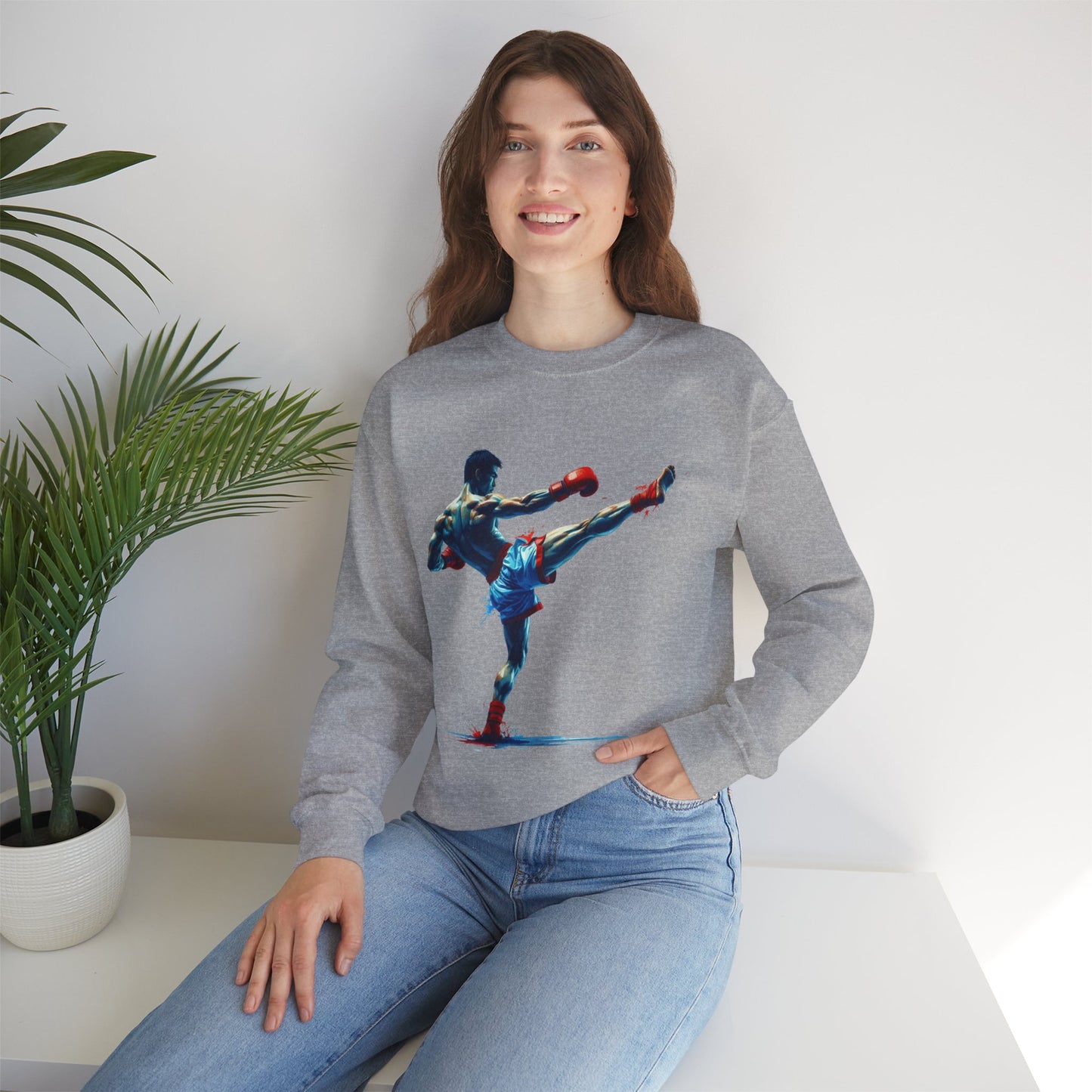 muay thai art sweatshirt – colorful muay thai fighter crewneck