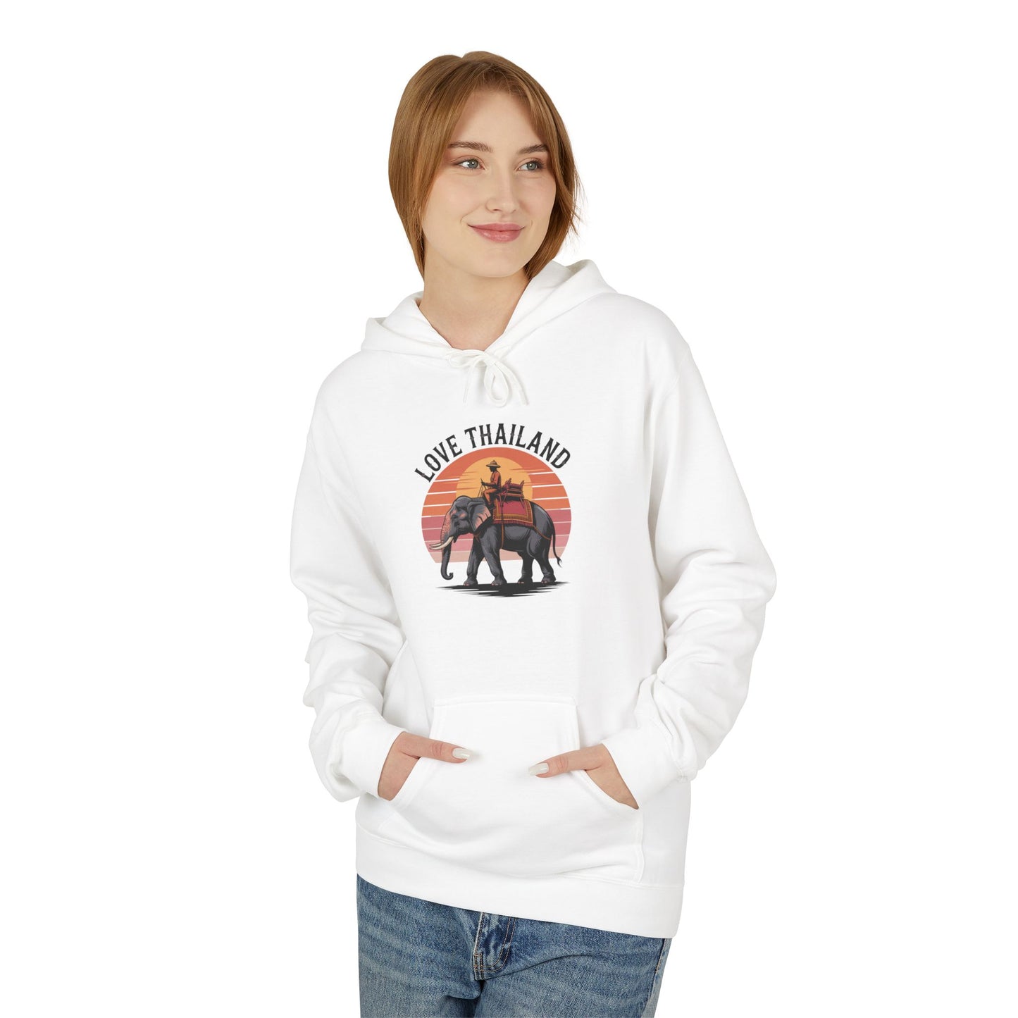 thailand elephant sunset hoodie — "love thailand" travel hoodie