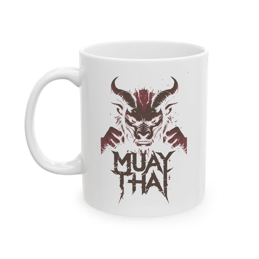 Muay Thai Rage Bull Mug | Fierce Fighter Energy Coffee Cup
