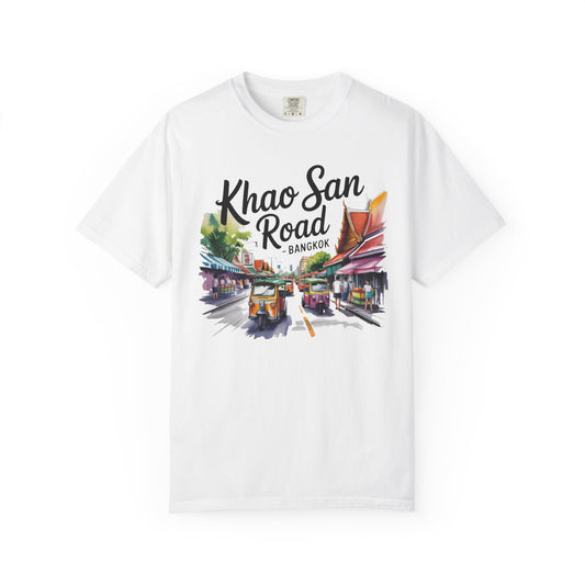 Khao San Road Bangkok T-Shirt — Vintage Watercolor Street Scene