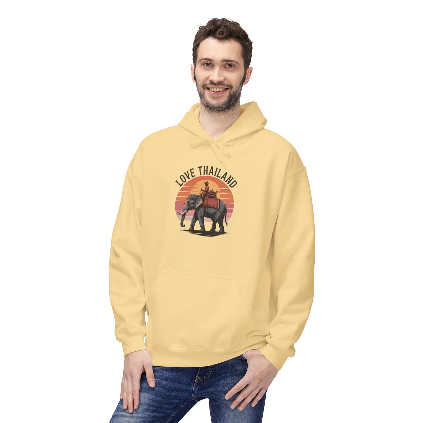 thailand elephant sunset hoodie — "love thailand" travel hoodie