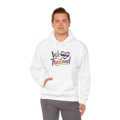 We Love Thailand Hoodie – Thai Flag Heart Travel Sweatshirt