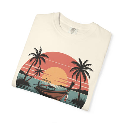 Thailand Longtail Boat Sunset Retro Travel Graphic T-Shirt