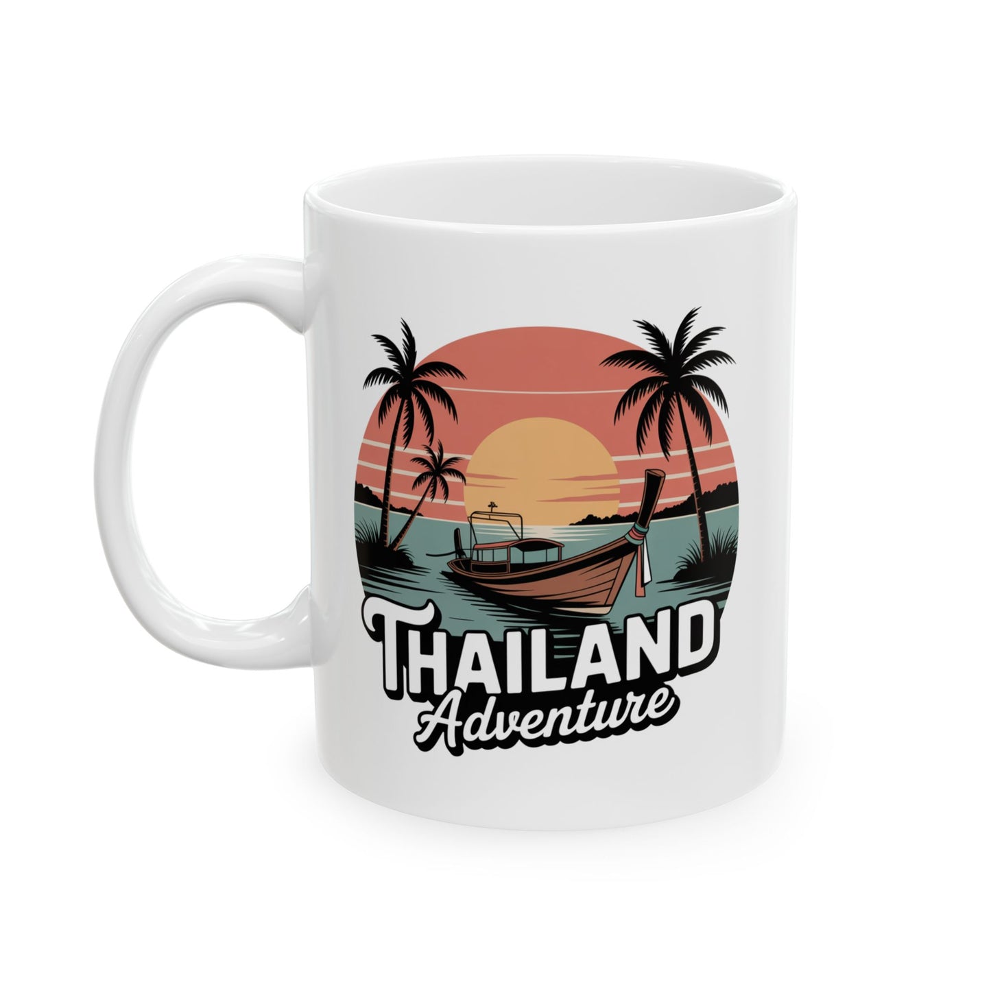 thailand sunset longtail boat mug
