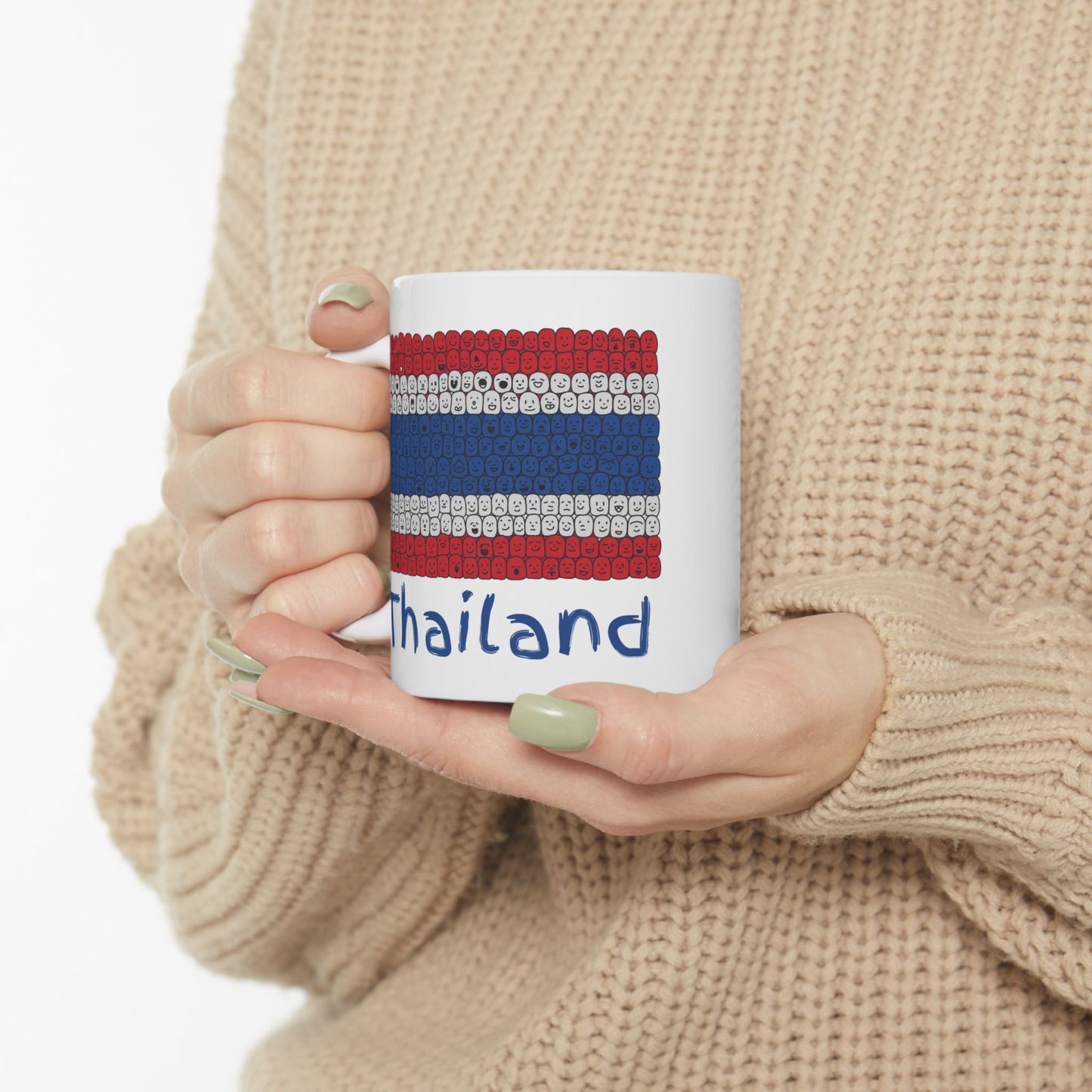 thailand flag smiley faces design, ceramic mug (11oz, 15oz)