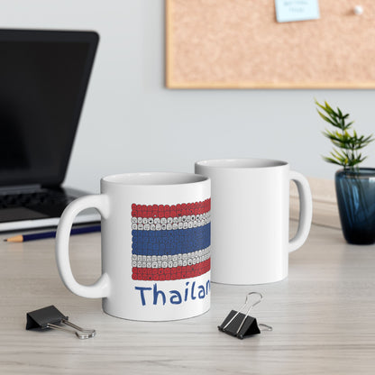 Thailand Flag Smiley Faces Design, Ceramic Mug (11oz, 15oz)