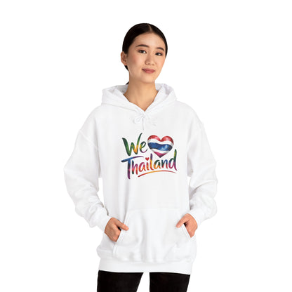 We Love Thailand Hoodie – Thai Flag Heart Travel Sweatshirt