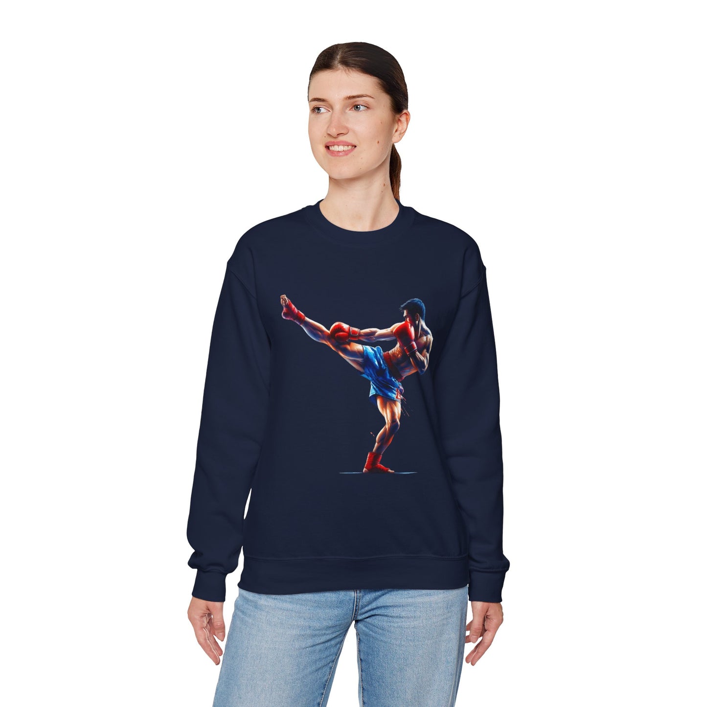 muay thai silhouette sweatshirt — martial arts crewneck for fighters & fans