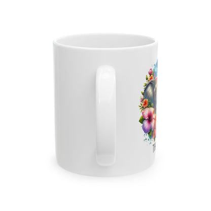 Thailand Beach Elephant Ceramic Mug — Serene Floral 11oz