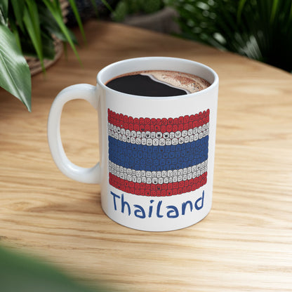Thailand Flag Smiley Faces Design, Ceramic Mug (11oz, 15oz)