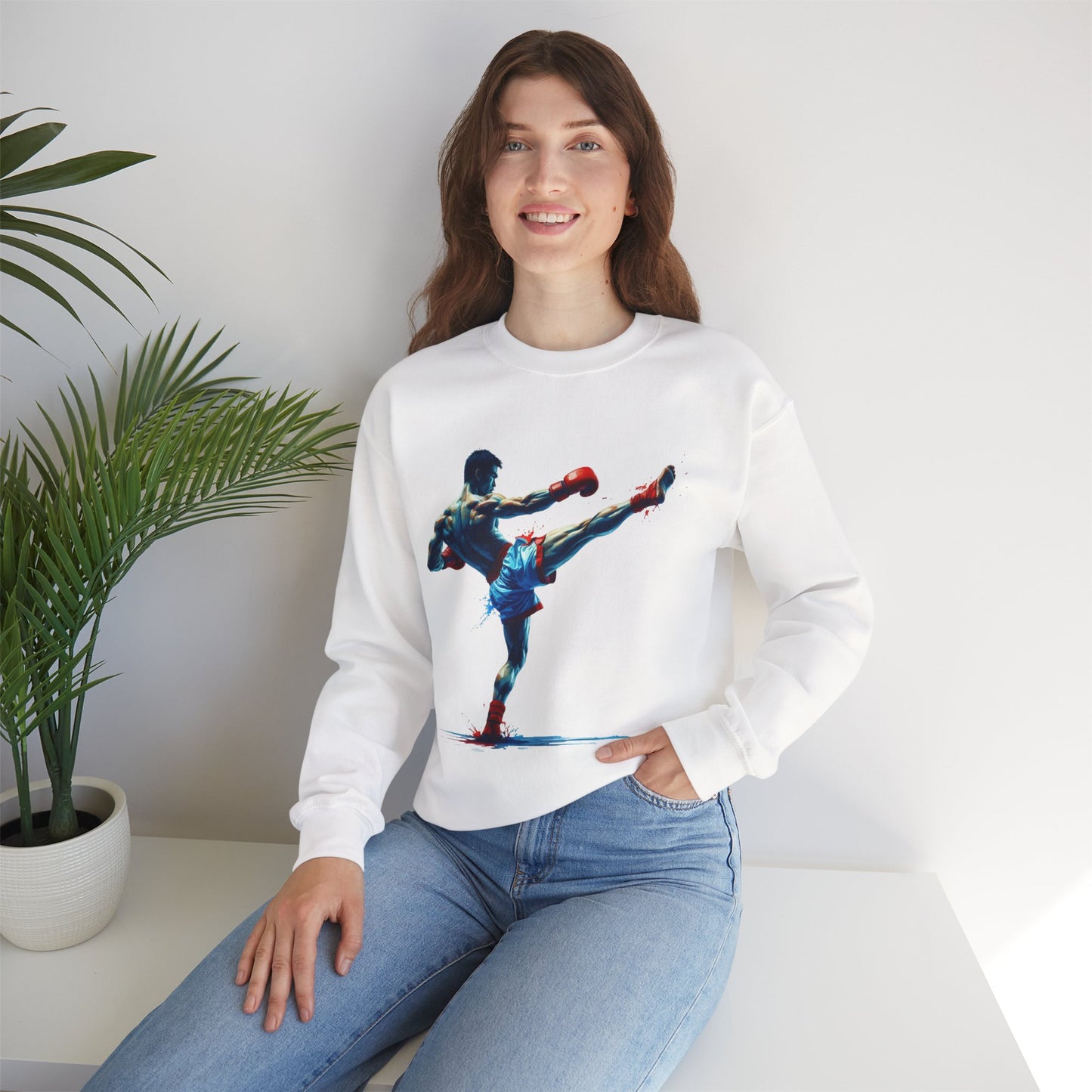 muay thai art sweatshirt – colorful muay thai fighter crewneck