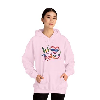 We Love Thailand Hoodie – Thai Flag Heart Travel Sweatshirt