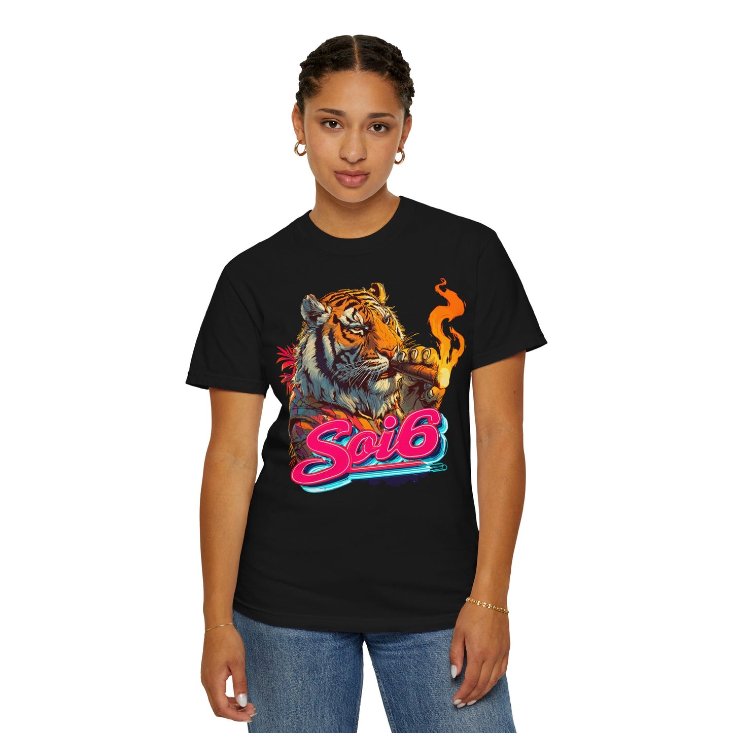 retro smoking tiger t-shirt — vintage graphic tee