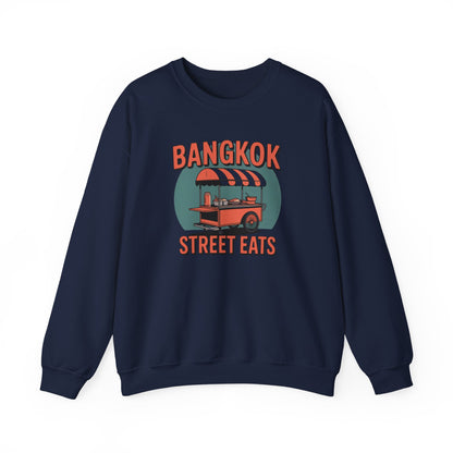 Bangkok Street Eats Retro Food Cart Crewneck Sweatshirt