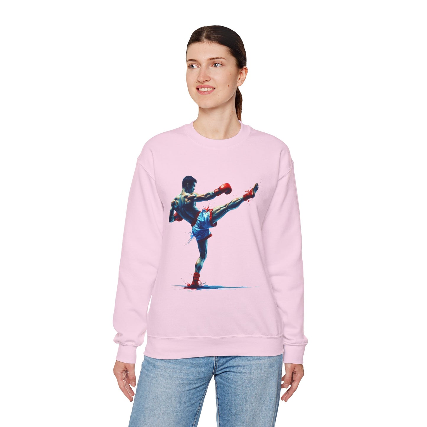 muay thai art sweatshirt – colorful muay thai fighter crewneck