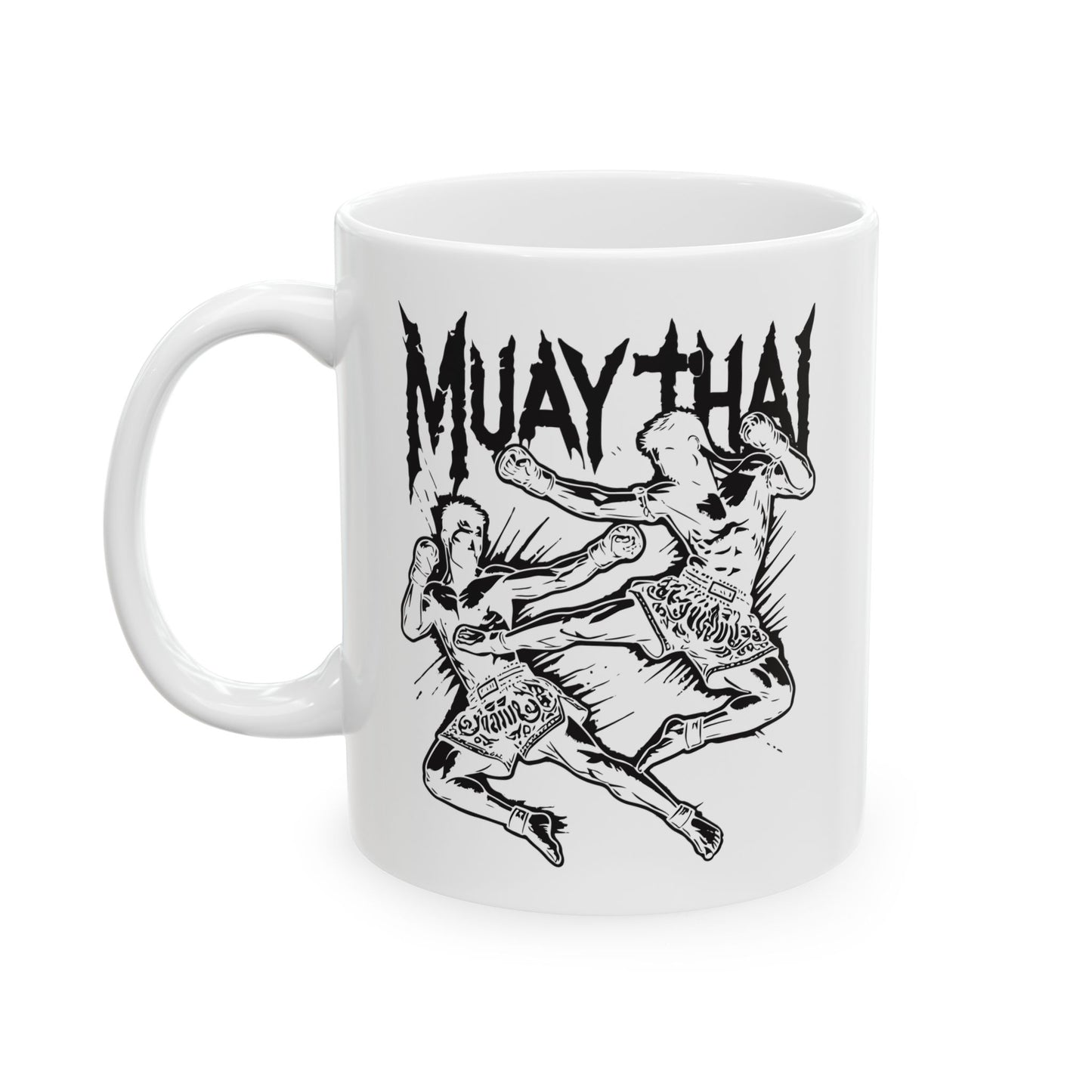 muay thai fight mug | flying kick thai boxing warrior coffee cup