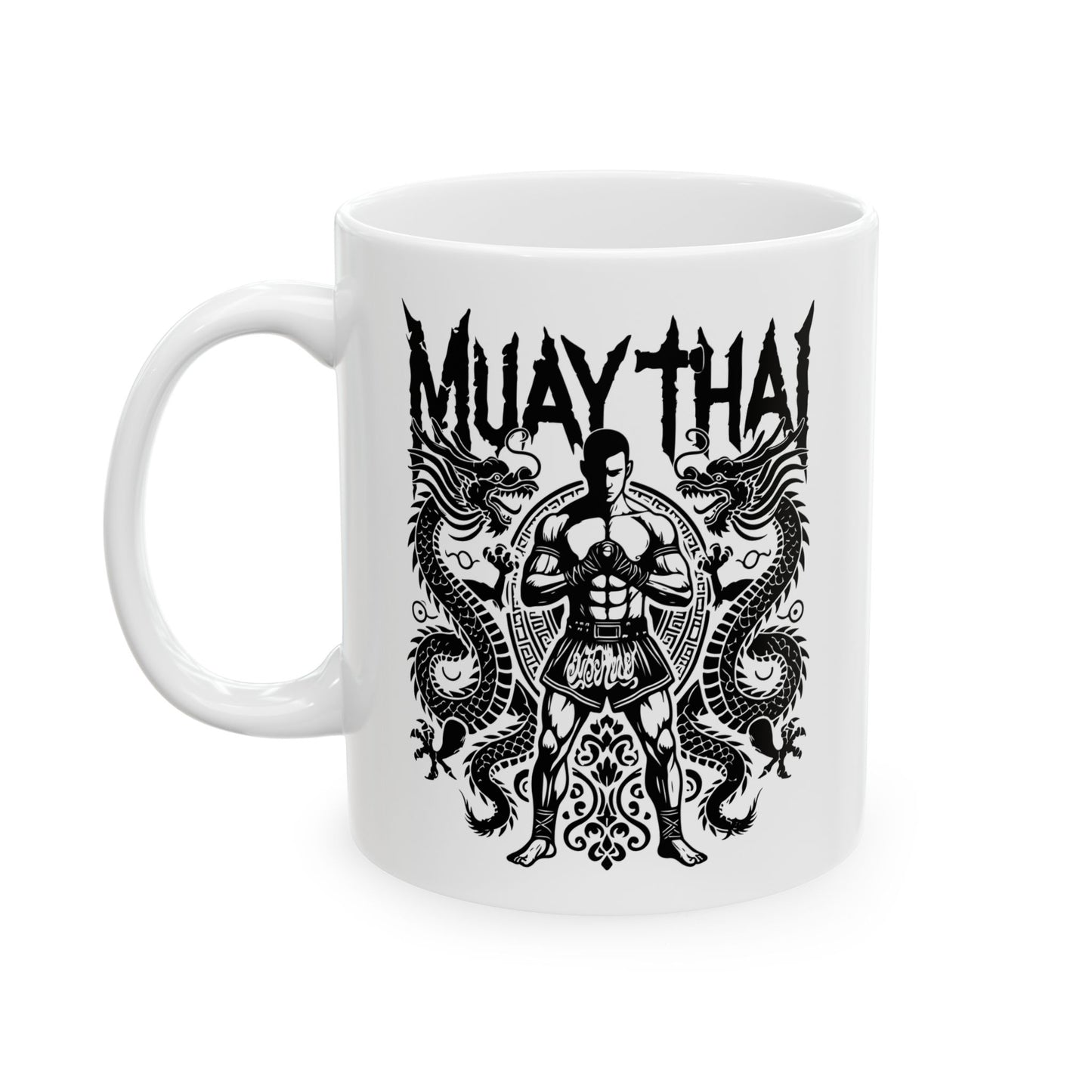muay thai warrior mug | traditional dragon fight art coffee cup