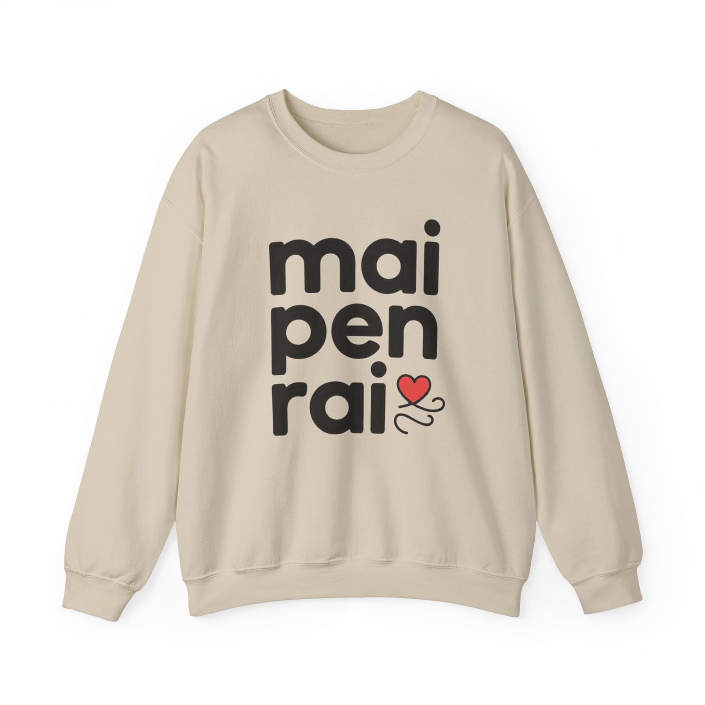 mai pen rai crewneck sweatshirt – thai 'no worries' comfort pullover with heart