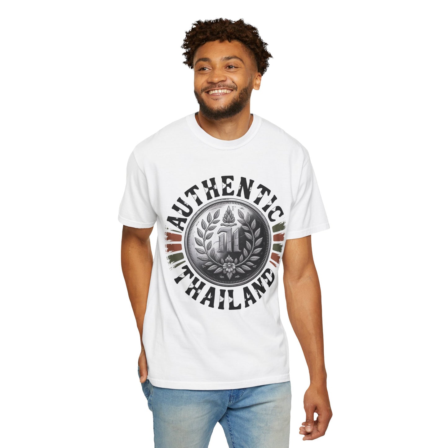 authentic thailand vintage coin emblem graphic t-shirt