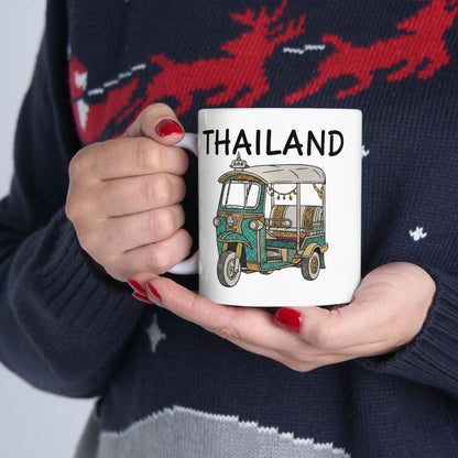 Thailand Tuk Tuk Ceramic Mug — Classic Thai Tuk Tuk Travel Coffee Cup (11oz)