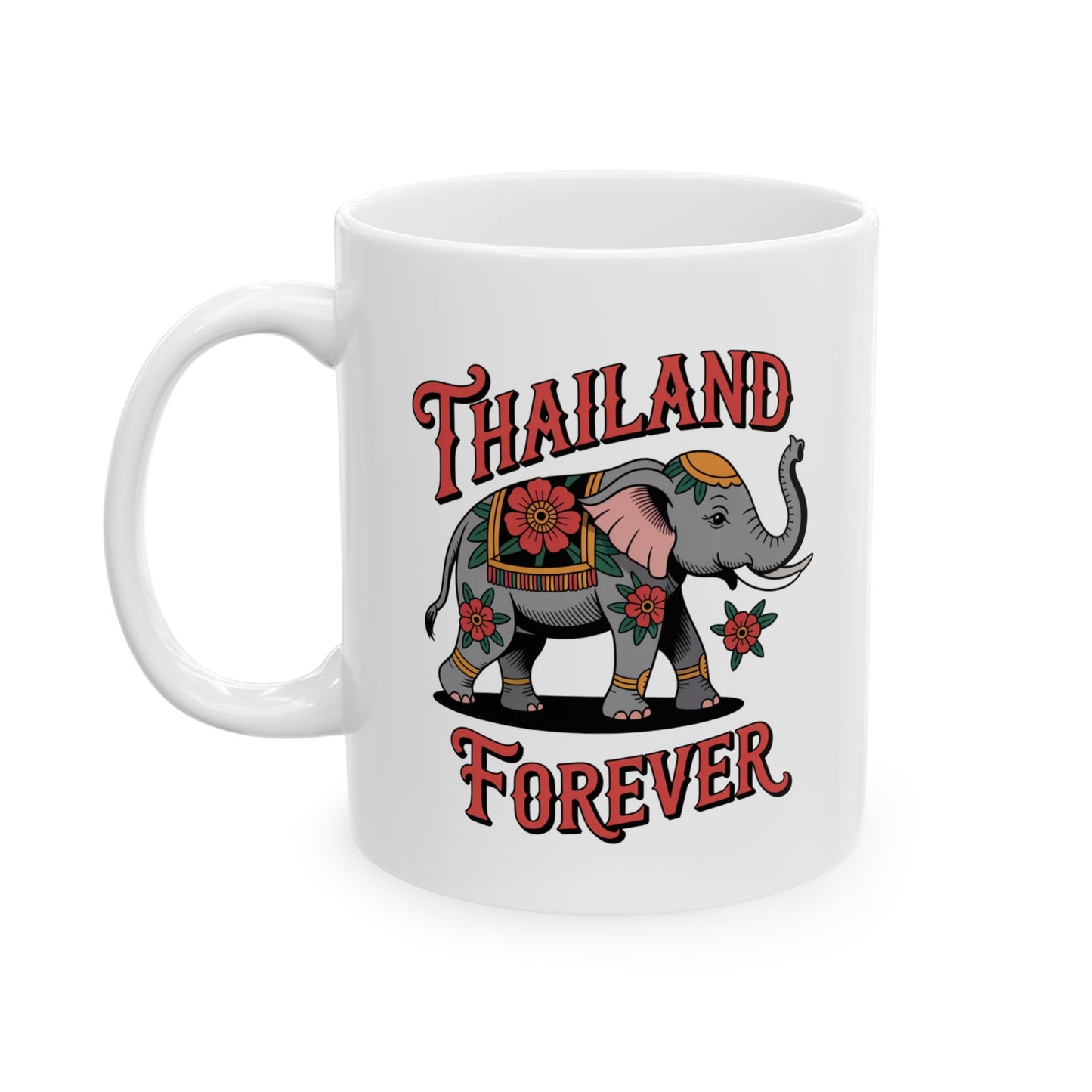 thailand forever floral elephant mug