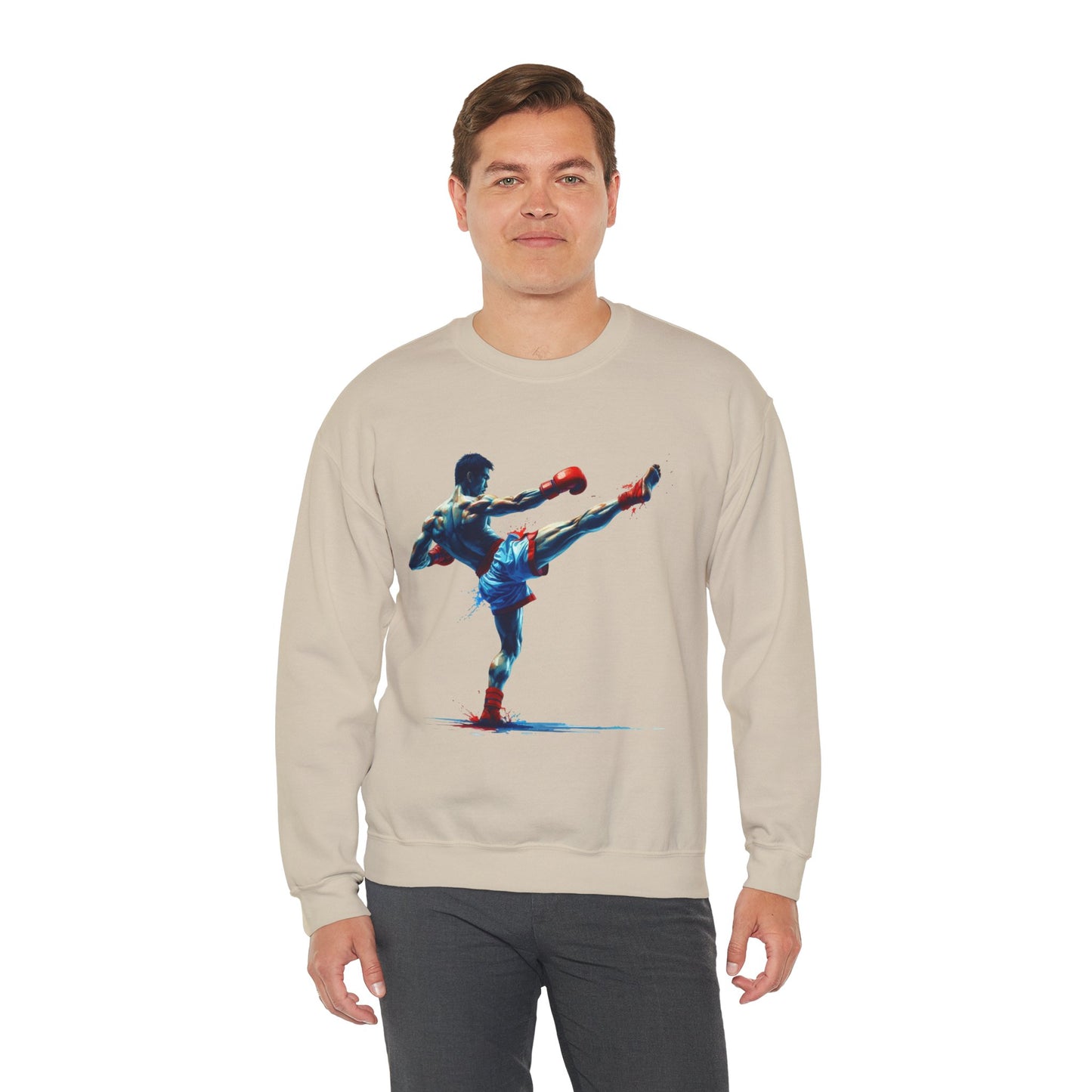 muay thai art sweatshirt – colorful muay thai fighter crewneck