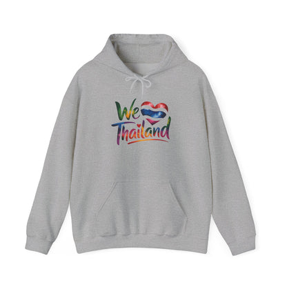 We Love Thailand Hoodie – Thai Flag Heart Travel Sweatshirt