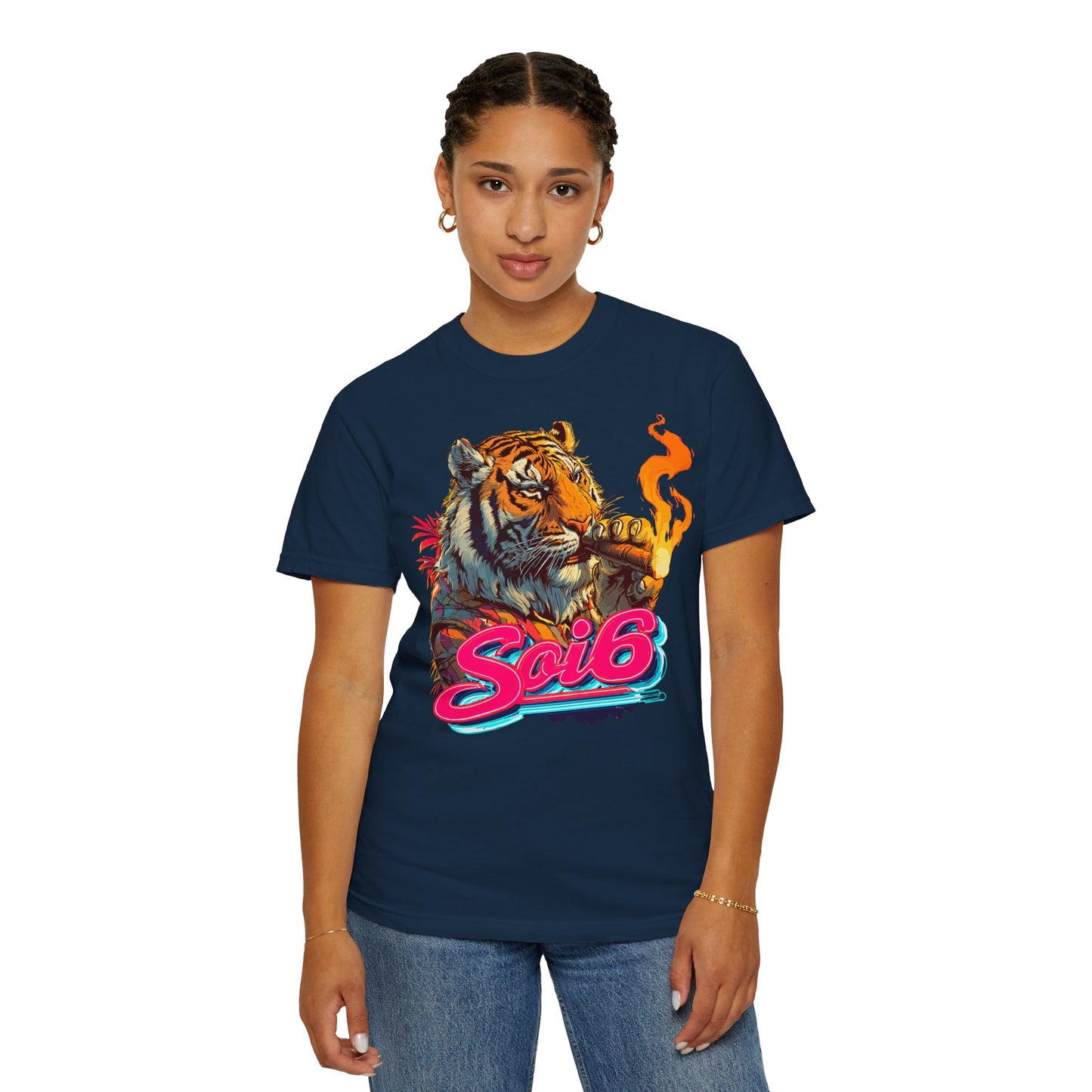 retro smoking tiger t-shirt — vintage graphic tee