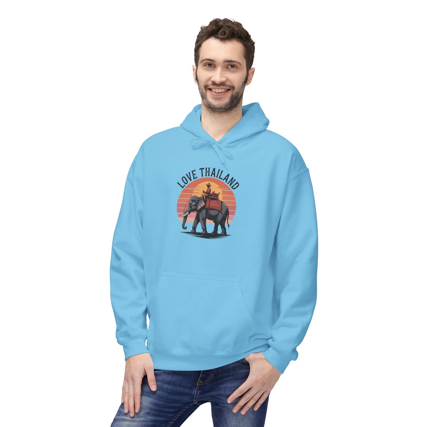 thailand elephant sunset hoodie — "love thailand" travel hoodie