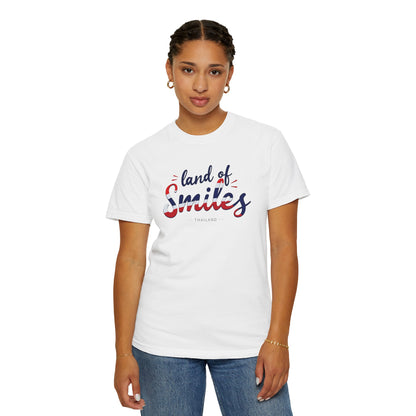 Land of Smiles Thailand Typographic Graphic T-Shirt