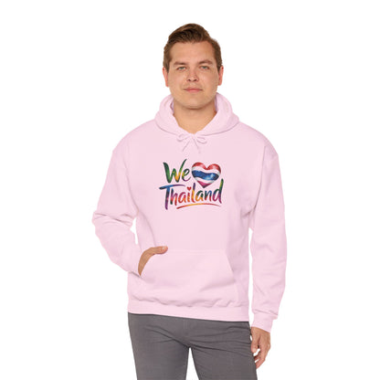 We Love Thailand Hoodie – Thai Flag Heart Travel Sweatshirt