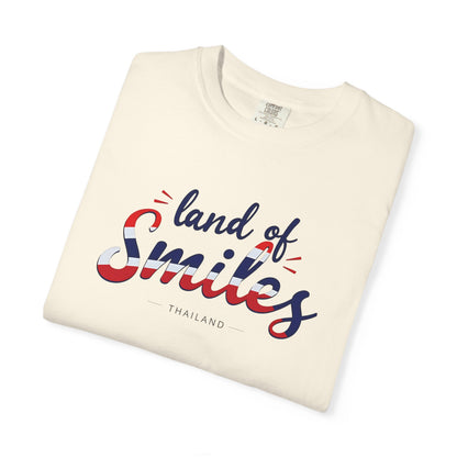 Land of Smiles Thailand Typographic Graphic T-Shirt