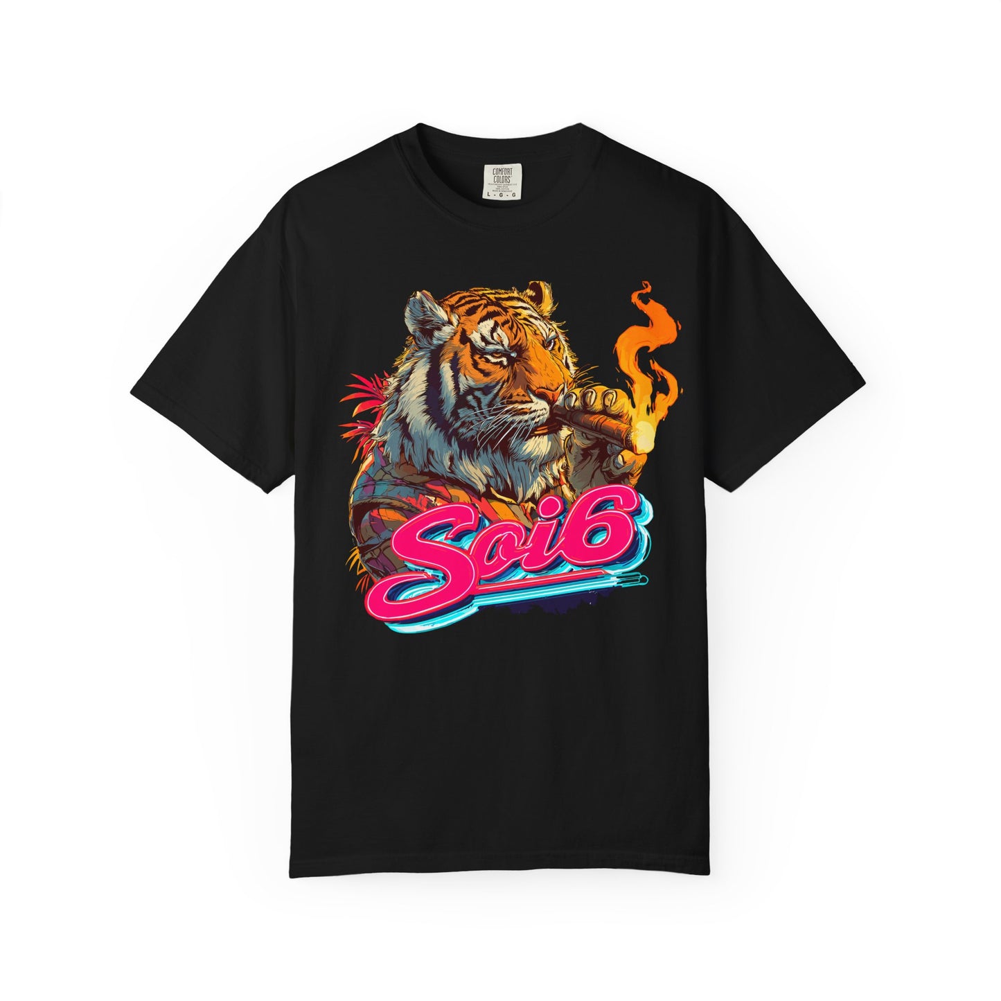 retro smoking tiger t-shirt — vintage graphic tee